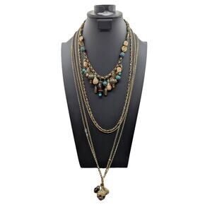 Lot of Two Chico's and Two Vintage Chain Necklaces in Soft Gold Tone Metal